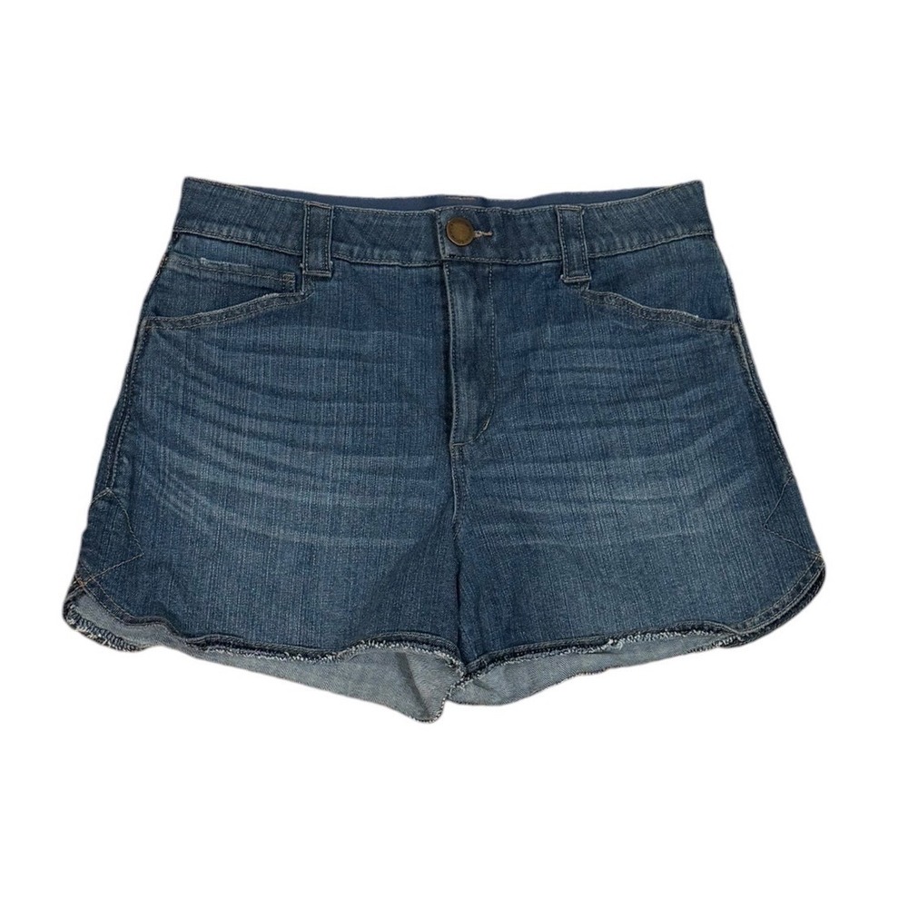 Wit & Wisdom Ab-solution Scalloped Raw Hem Denim Shorts Blue Size 10 Nordstrom
